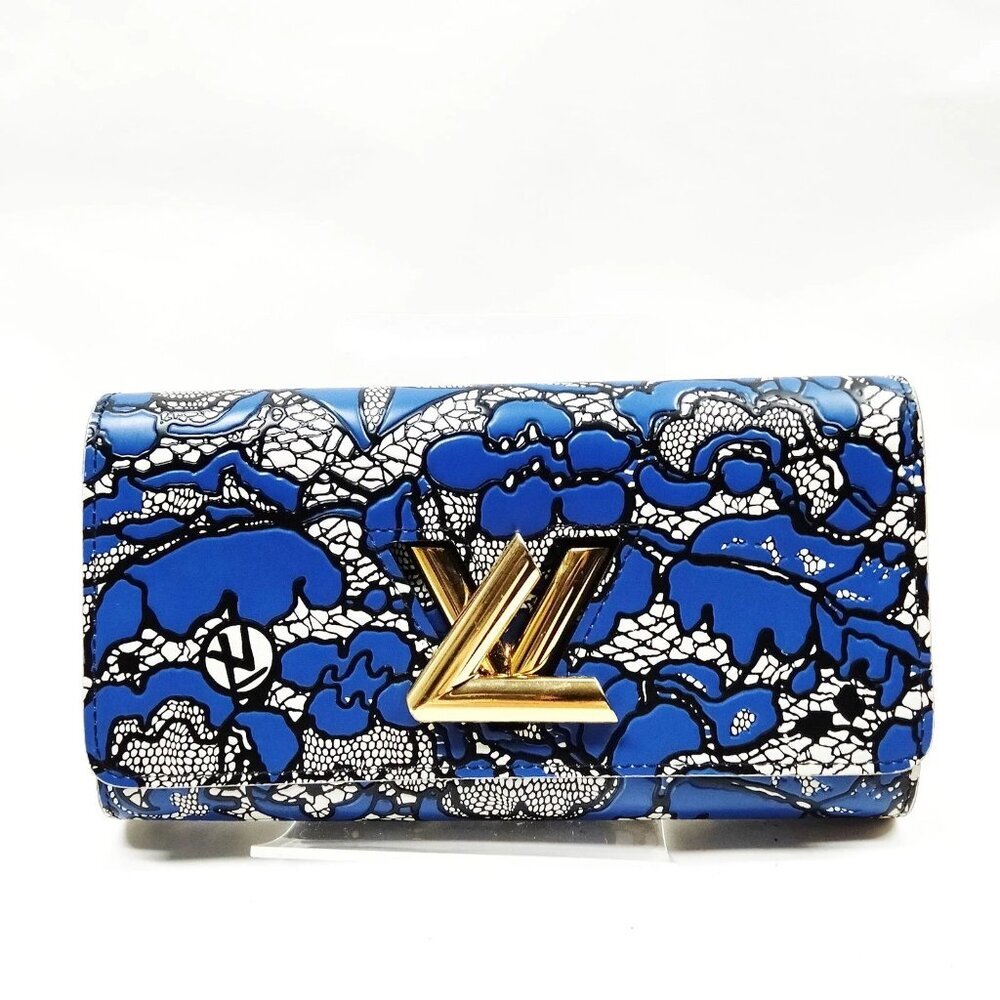 Louis Vuitton LV Long Wallet Navy Blue Leather 500-053025